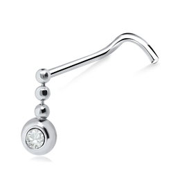 Bead Shaped Silver Curved Nose Stud NSKB-51